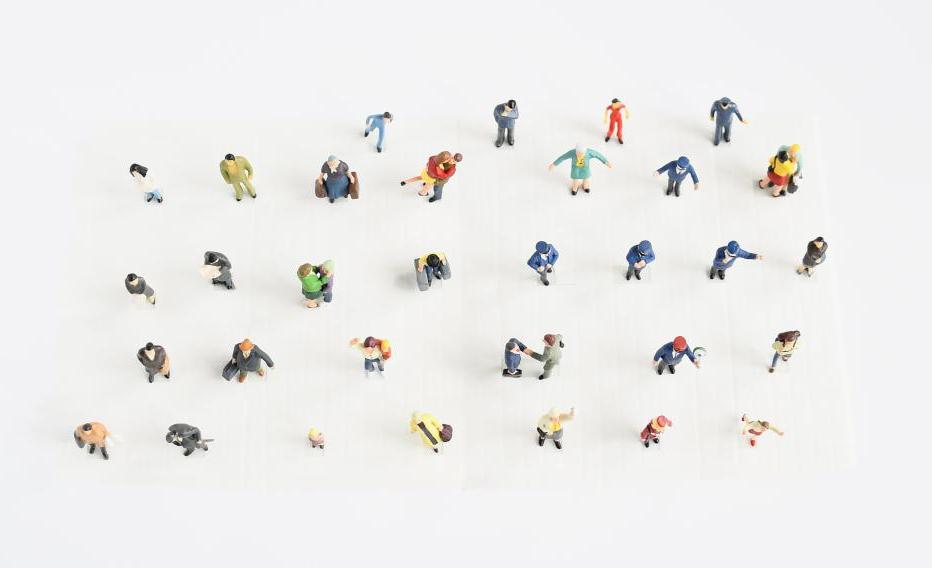 Top view miniature people